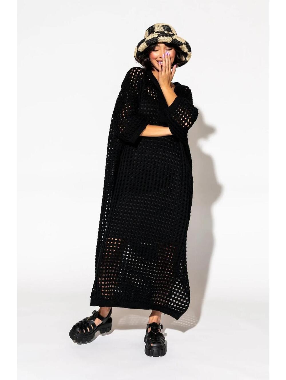 Be Bold Oversized Knit Dress in Black S/M